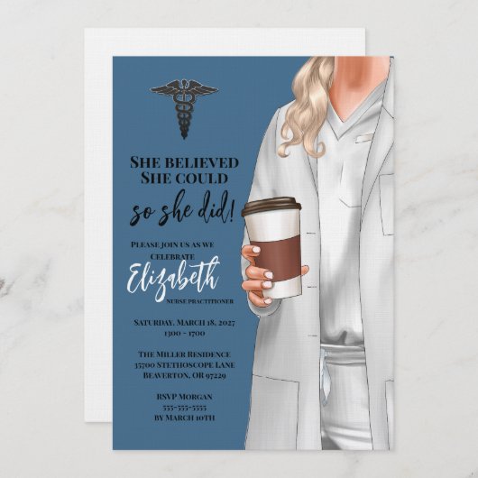 Einladung von White Coat Medical School Abschluss (Vorne/Hinten)