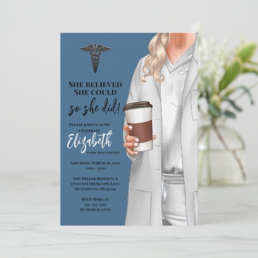 Einladung von White Coat Medical School Abschluss (Stehend Vorderseite)