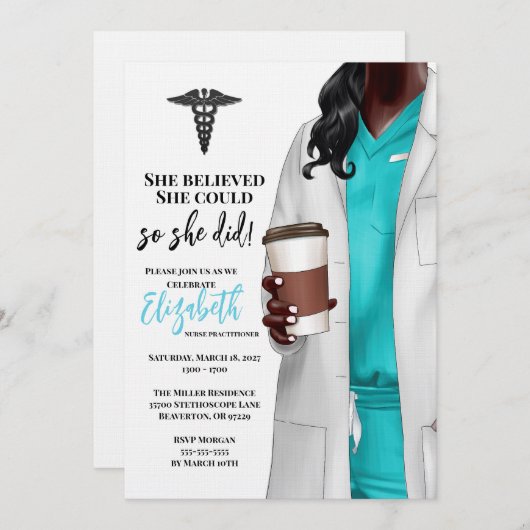 Einladung von White Coat Medical School Abschluss (Vorne/Hinten)