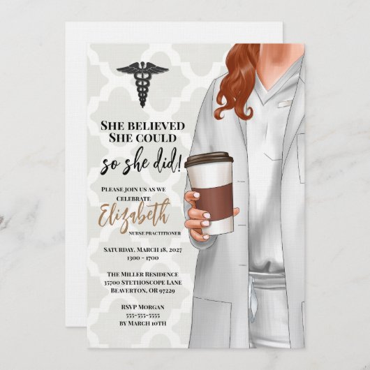 Einladung von White Coat Medical School Abschluss (Vorne/Hinten)