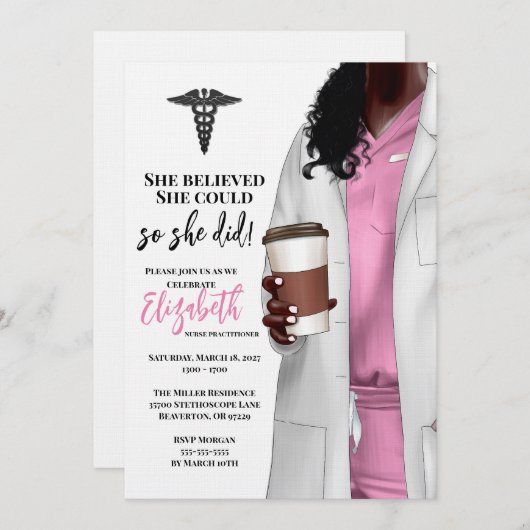 Einladung von White Coat Medical School Abschluss (Vorne/Hinten)