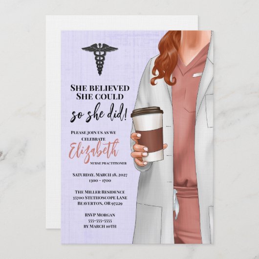 Einladung von White Coat Medical School Abschluss (Vorne/Hinten)