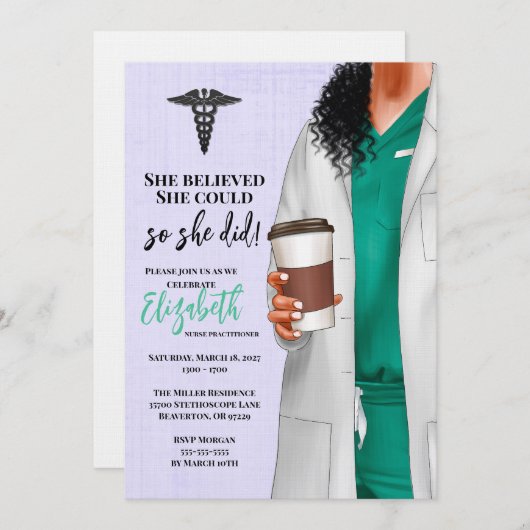 Einladung von White Coat Medical School Abschluss (Vorne/Hinten)