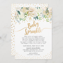 Einladung von White Floral Baby Sprinkle