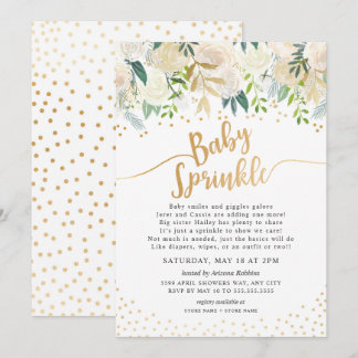 Einladung von White Floral Baby Sprinkle