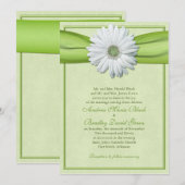 Einladung von White Gerbera Green Ribbon (Vorne/Hinten)