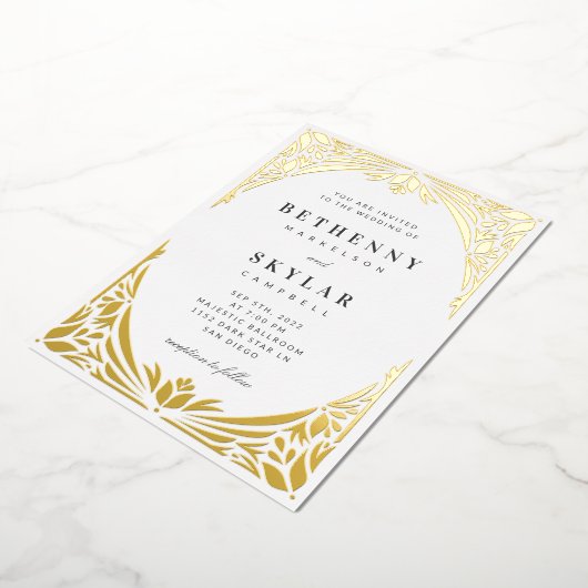 Einladung von White Gold Leaf Gilded Age Foil (Gedreht)