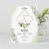 Einladung von White Green Floral Wedding (Stehend Vorderseite)