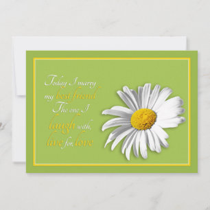 Einladung von White Green Gold Daisy zur Hochzeit