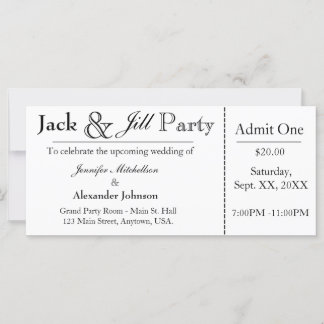 Einladung von White Jack and Jill Shower Ticket