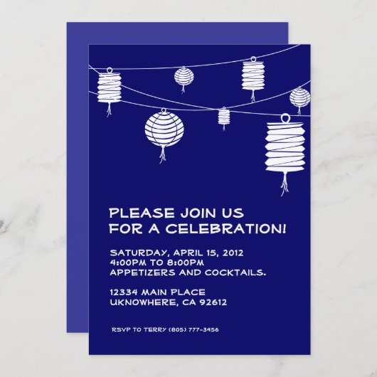 Einladung von White Lanterns (Vorne/Hinten)