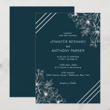 Einladung von White Lilies Handgezeichnete Hochzei