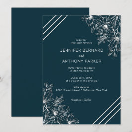 Einladung von White Lilies Handgezeichnete Hochzei