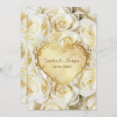 Einladung von White Rose Floral Wedding (Vorne/Hinten)