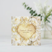 Einladung von White Rose Floral Wedding (Stehend Vorderseite)