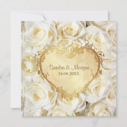 Einladung von White Rose Floral Wedding (Vorderseite)