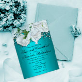 Einladung von White Roses und Aqua Wedding Postkarte
