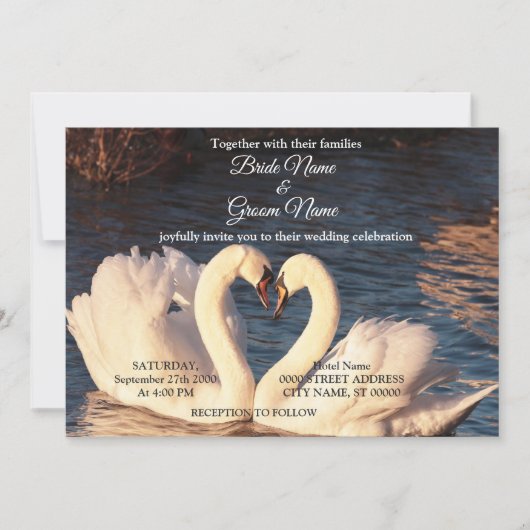 Einladung von White Swans Hochzeit (Vorderseite)