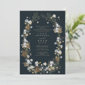 Einladung von Wildblume Frame Hochzeit (Stehend Vorderseite)