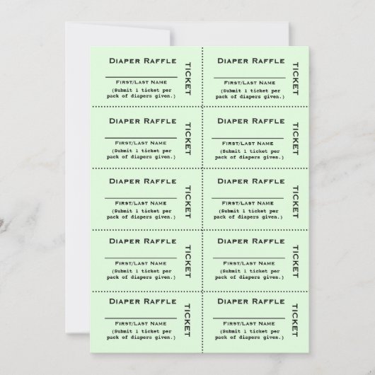 Einladung von Windeln-Raffle-Tickets (Vorderseite)