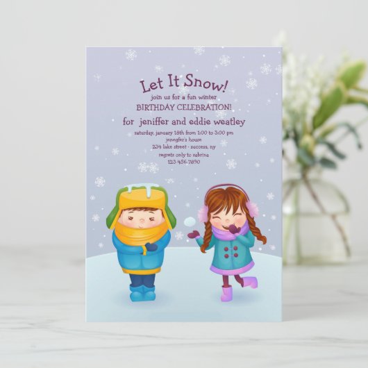 Einladung von Winterkindern (Stehend Vorderseite)