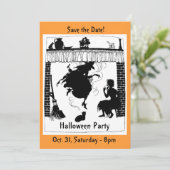 Einladung von Witchy Chimney Halloween-Party (Stehend Vorderseite)