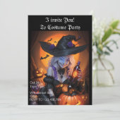 Einladung von Witchy Halloween-Party (Stehend Vorderseite)