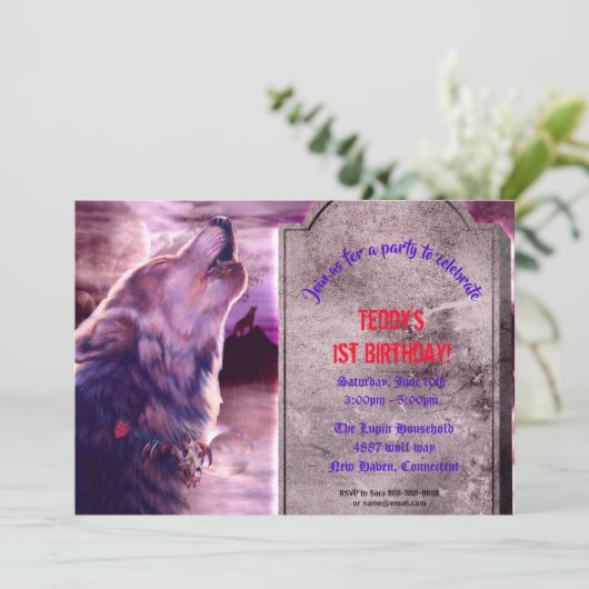 Einladung von Wolf Halloween-Party (Stehend Vorderseite)