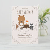 Einladung von Woodland Animal Baby Shower (Stehend Vorderseite)