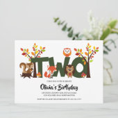 Einladung von Woodland Animal zum zweiten Geburtst (Stehend Vorderseite)