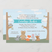Einladung von Woodland Animals Baby Boy Shower (Vorne/Hinten)