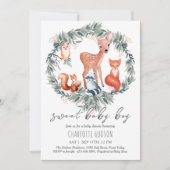 Einladung von Woodland Animals Baby Shower Boy (Vorderseite)