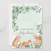 Einladung von Woodland Animals Green Baby Shower (Rückseite)