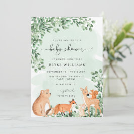 Einladung von Woodland Animals Green Baby Shower