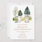 Einladung von Woodland Wolf Geburtstagsparty (Vorderseite)