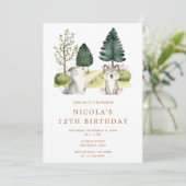 Einladung von Woodland Wolf Geburtstagsparty (Stehend Vorderseite)
