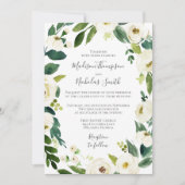 Einladung von Wreath Wedding Greenery White Blume (Vorderseite)