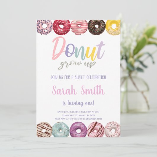 Einladung von Yellow Donut zum Geburtstag (Stehend Vorderseite)