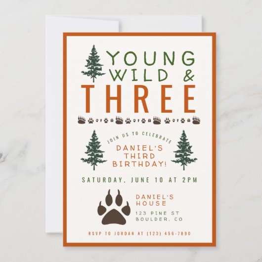 Einladung von Young Wild and Three Forest zum Gebu (Vorderseite)
