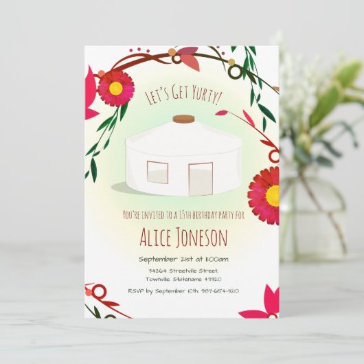 Einladung von Yurty Birthday (Stehend Vorderseite)