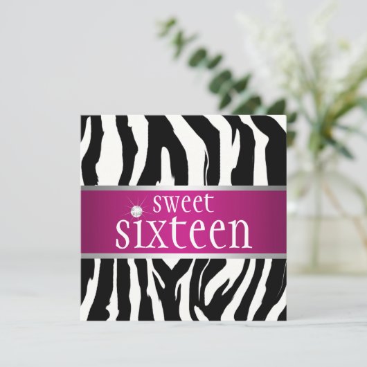 Einladung von Zebra 16 . Geburtstag (Stehend Vorderseite)