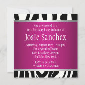 Einladung von Zebra 16 . Geburtstag (Rückseite)