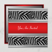 Einladung von Zebra und Red Birthday Party (Vorne/Hinten)