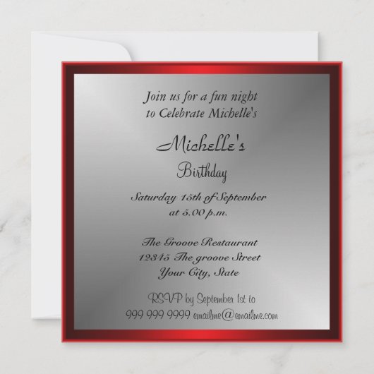 Einladung von Zebra und Red Birthday Party (Rückseite)