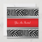 Einladung von Zebra und Red Birthday Party (Vorderseite)