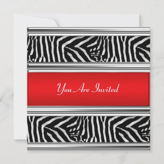 Einladung von Zebra und Red Birthday Party (Vorderseite)