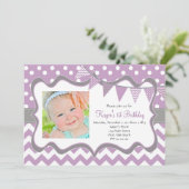 Einladung von Zickzack und Dots Pendant zum Geburt (Stehend Vorderseite)