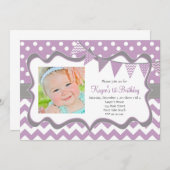 Einladung von Zickzack und Dots Pendant zum Geburt (Vorne/Hinten)