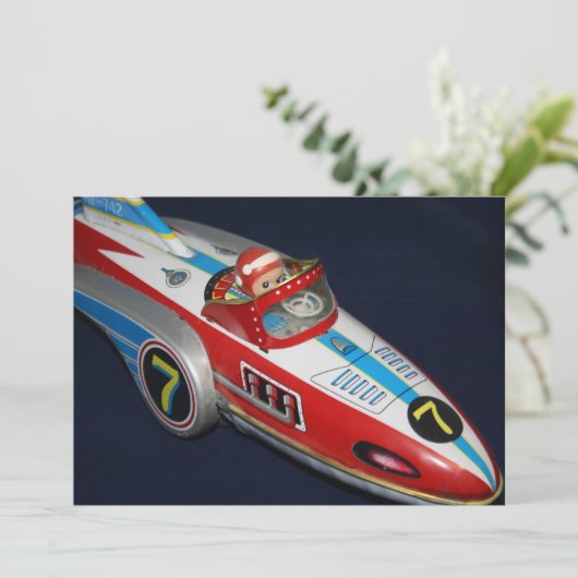 Einladung von Zinn Toy Space/Rocket Ship (Stehend Vorderseite)