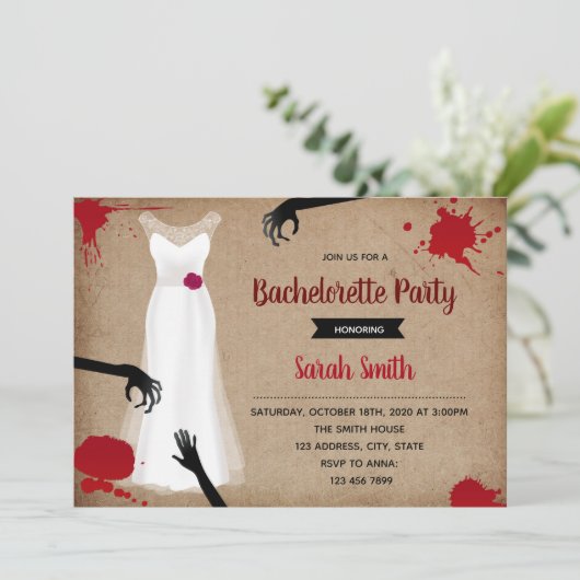 Einladung von Zombie Junggeselinnen-Abschied (Stehend Vorderseite)
